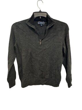 Club Room mens Gray 1/4 Zip Pullover Sweater Medium Merino Wool Blend